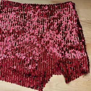 Free people mini red and gold striped sequin skirt